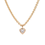 Custom 18K Yellow Gold Seven Prong Bezel Set Diamond Heart Pendant
