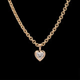 Custom 18K Yellow Gold Seven Prong Bezel Set Diamond Heart Pendant