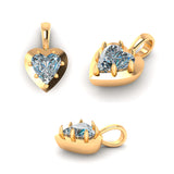 Custom 18K Yellow Gold Seven Prong Bezel Set Diamond Heart Pendant