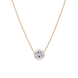 14K Yellow Gold Bezel Set Diamond Solitaire Necklace, 18 Inches