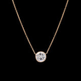 14K Yellow Gold Bezel Set Diamond Solitaire Necklace, 18 Inches