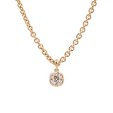 Custom 18K Yellow Gold Collet Set Old Mine Cut Diamond Pendant With 17 Inch Chain