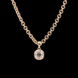 Custom 18K Yellow Gold Collet Set Old Mine Cut Diamond Pendant With 17 Inch Chain