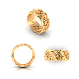 Custom 14K Yellow Gold 8.7mm Wide  Floral Eternity Wedding Band