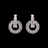 Custom 18K White Gold Circle Drop Earrings