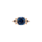 Custom 18K Yellow Gold Cushion Cut "No Heat" Sapphire Ring With Diamond Accents