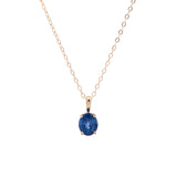 14K Yellow Gold Oval Sapphire Pendant With 18 Inch Cable Chain
