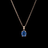 14K Yellow Gold Oval Sapphire Pendant With 18 Inch Cable Chain