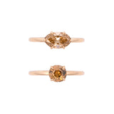 Custom 18K Yellow Gold Marquise And Round Diamond Stacking Rings