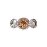 Custom 18K Yellow Gold And Platinum Bezel Set Three Old European Cut Diamond Ring