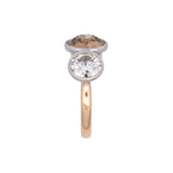Custom 18K Yellow Gold And Platinum Bezel Set Three Old European Cut Diamond Ring