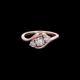 Custom 14K Rose Gold Three Stone Diamond Ring