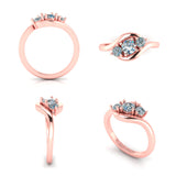 Custom 14K Rose Gold Three Stone Diamond Ring