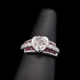 Custom Platinum Old Mine Cut Diamond And Channel Set Ruby Ring