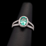 Custom Platinum Cuprian Tourmaline And Diamond Halo Ring With Diamond Split Shank