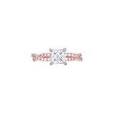 Custom 14K Rose And White Gold Princess Cut Diamond Engagement Ring With Closed Twist Shank