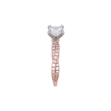 Custom 14K Rose And White Gold Princess Cut Diamond Engagement Ring With Closed Twist Shank