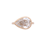 Custom 18K Yellow Gold Bezel Set Pear Shape Diamond Ring.