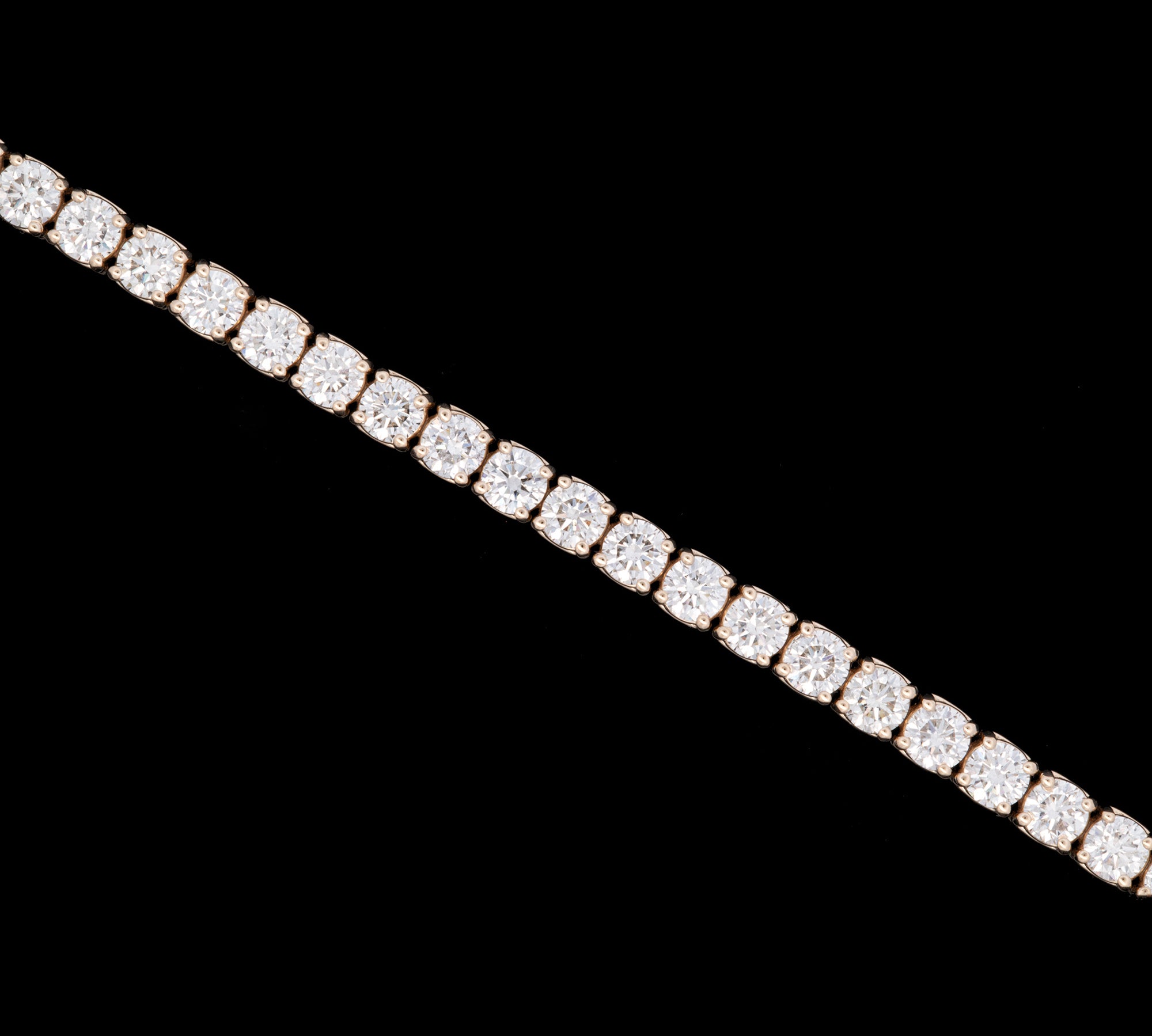 Custom 14K Yellow Gold 10.21ctw Round Brilliant Cut Diamond Line Bracelet, 7 Inches