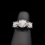 Custom Platinum 3.61ctw Round Brilliant Cut Three Stone Diamond Ring