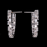Custom 18K White Gold 4.32ctw Mixed Cut Diamond Hoop Earrings