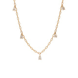 Custom 18K Yellow Gold Seven Pear Shape Diamond Station Necklace, 17 Inches