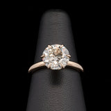 Custom 18K Yellow Gold Six Prong "Crown" Set Diamond Solitaire Engagement Ring