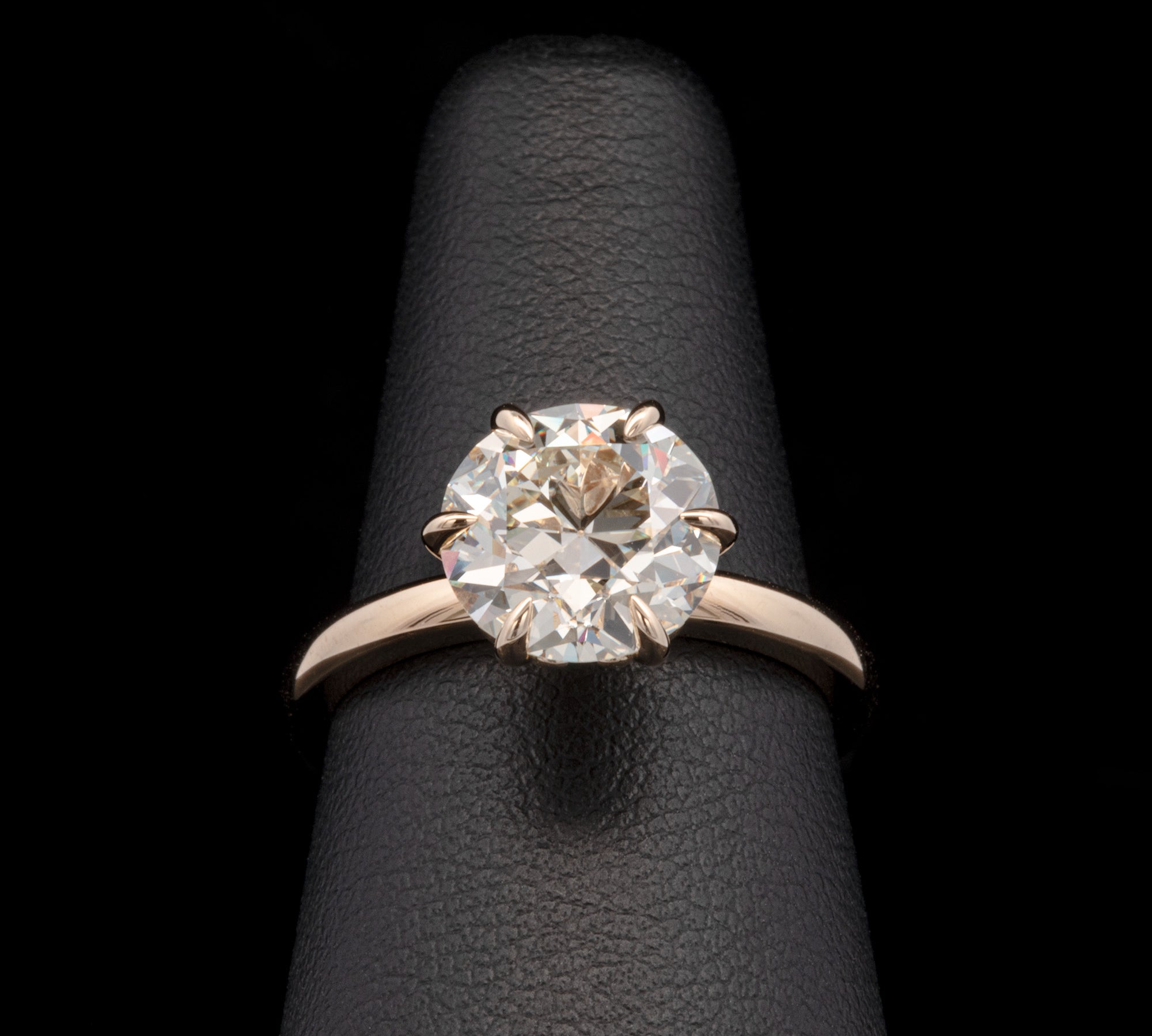 Custom 18K Yellow Gold Six Prong "Crown" Set Diamond Solitaire Engagement Ring