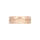 Custom 14K Yellow Gold Flat Edge 8mm Diamond Mountain Band With Hammer Finished Mountains