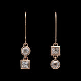 Custom 18K Yellow Gold Bezel Set Old European Cut And French Cut Diamond Drop Earrings With Lever Backs