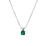 Custom 18K White Gold Square Emerald Pendant With 18 Inch Chain