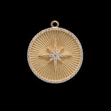 Custom 18K Yellow Gold Diamond Sunburst Disc Charm