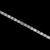 Custom 18K White Gold Bezel Set Emerald Cut Diamond Line Bracelet, 7.25 Inches