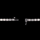 Custom 18K White Gold Bezel Set Emerald Cut Diamond Line Bracelet, 7.25 Inches
