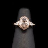 Custom 18K Yellow Gold Double Eagle Prong Oval Fancy Medium Brown Diamond Ring With Pear Cut Accents