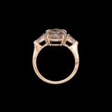 Custom 18K Yellow Gold Double Eagle Prong Oval Fancy Medium Brown Diamond Ring With Pear Cut Accents