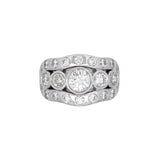 Custom 14K White Gold Bezel Set Graduated Diamond Ring