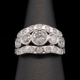 Custom 14K White Gold Bezel Set Graduated Diamond Ring