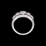 Custom 14K White Gold Bezel Set Graduated Diamond Ring