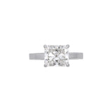 Custom Platinum Solitaire Rectangular Radiant Cut Diamond Engagement Ring