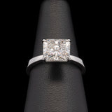 Custom Platinum Solitaire Rectangular Radiant Cut Diamond Engagement Ring