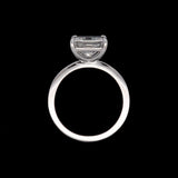 Custom Platinum Solitaire Rectangular Radiant Cut Diamond Engagement Ring