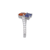 Custom Platinum Tanzanite and Citrine Toi Et Moi Ring With Diamond Shank