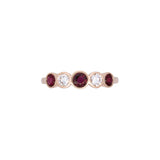 Custom 14K Yellow Gold Ruby And Diamond Bezel Set Five-Stone Ring
