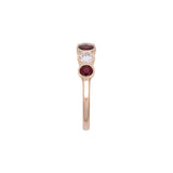 Custom 14K Yellow Gold Ruby And Diamond Bezel Set Five-Stone Ring