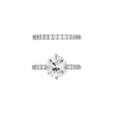 Custom Platinum Compass Set Old Mine Cut Diamond Engagement Ring With Matching Diamond Eternity Band