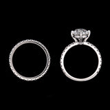Custom Platinum Compass Set Old Mine Cut Diamond Engagement Ring With Matching Diamond Eternity Band