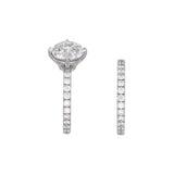 Custom Platinum Compass Set Old Mine Cut Diamond Engagement Ring With Matching Diamond Eternity Band