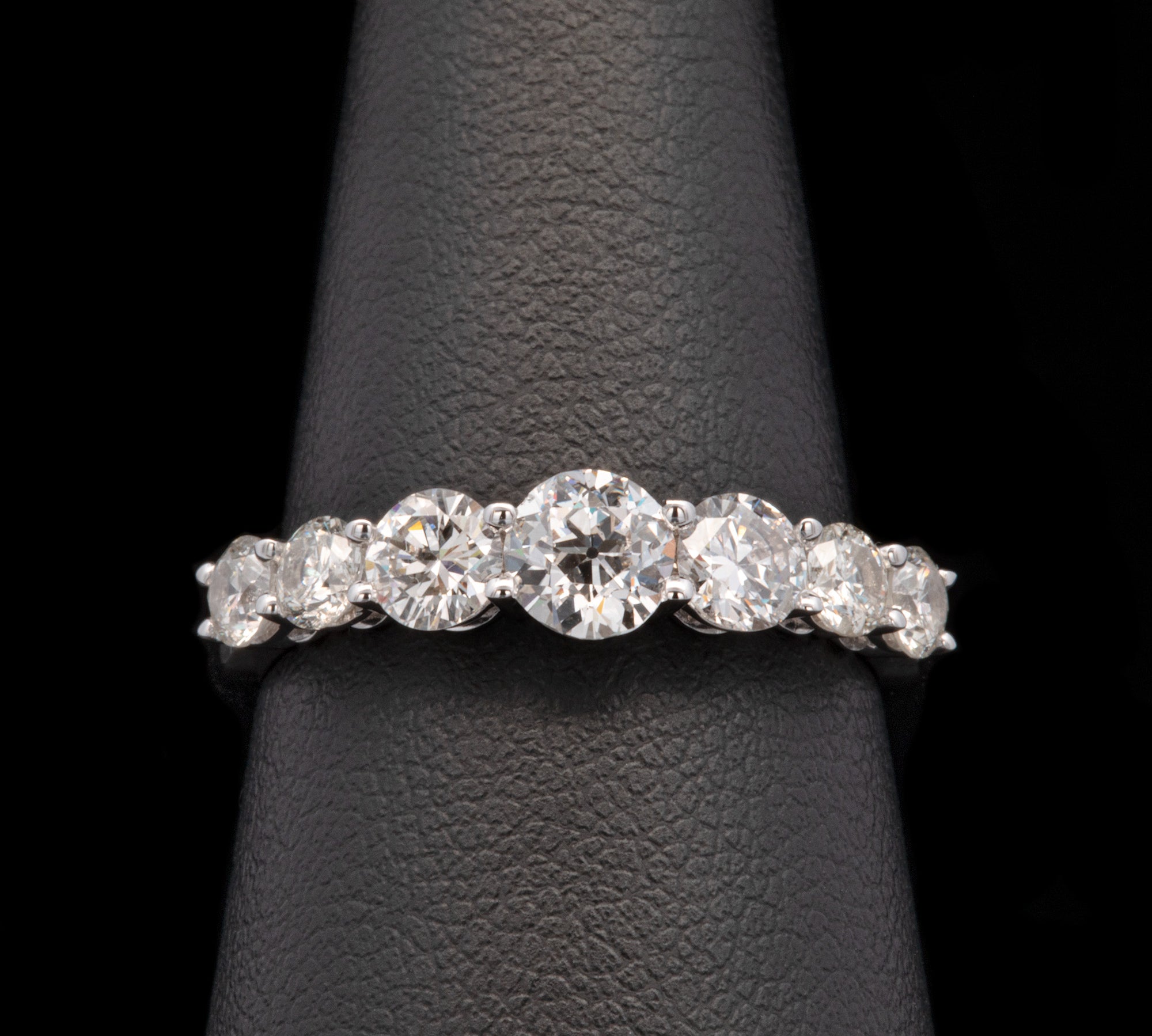 Custom 18K White Gold Graduating Seven Diamond Ring