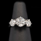 Custom Platinum Three Old European Cut Diamond Ring